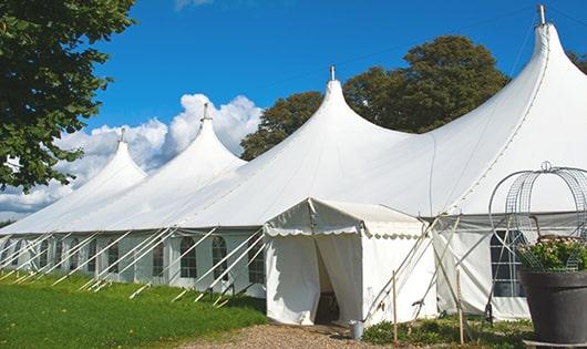 portable restrooms arranged for a special event, providing quick and easy access for attendees in Fillmore